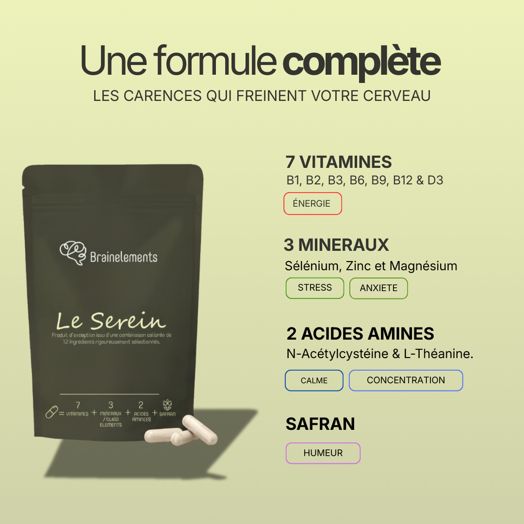 Le Serein — Formule naturelle & complète Équilibre Mental | 13 Nutriments