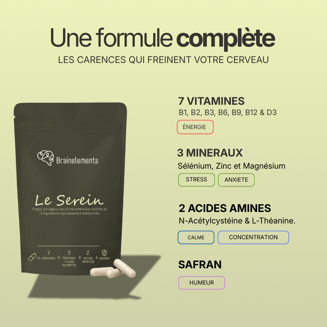 Le Serein — Formule naturelle & complète Équilibre Mental | 13 Nutriments